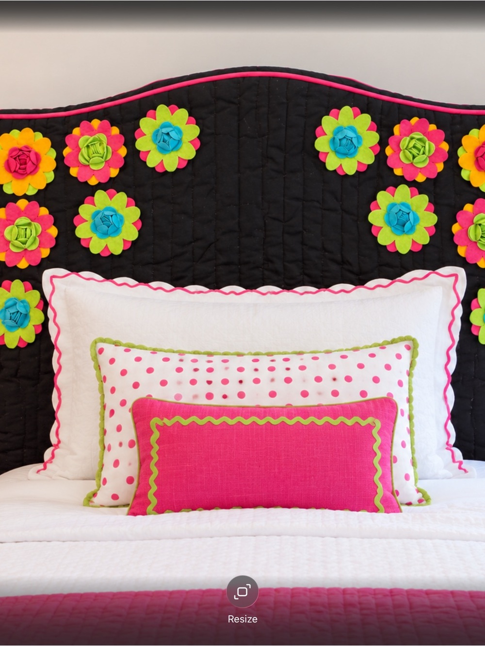 Bright Pink Polka Dot Decorative Pillow with Lime Trim